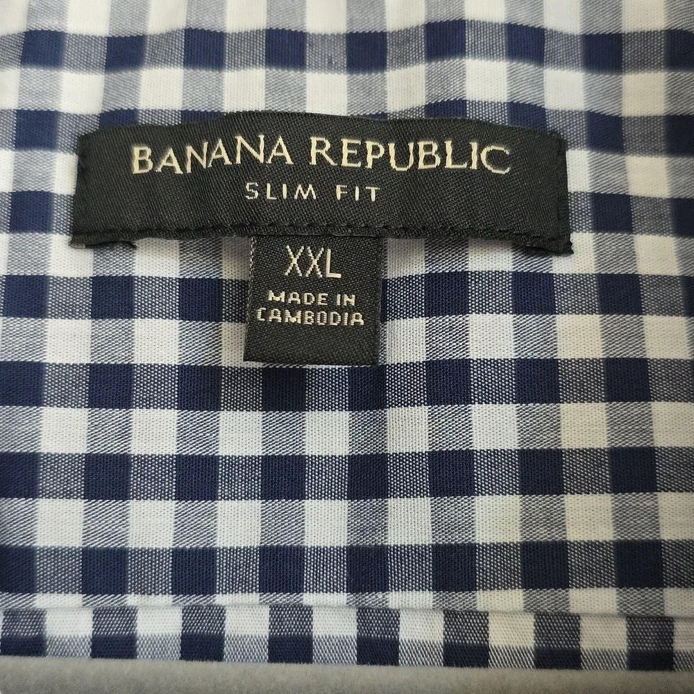 Banana Republic Slim Fit Blue & White Check Mens Cotton Shirt.  Size XXL